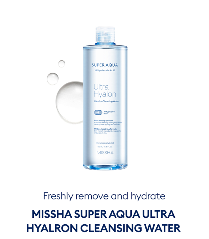 MISSHA SUPER AQUA ULTRA HYALURON MIZELLEN CLEANSING WATER 500ml