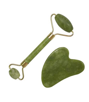 RODILLO DE JADE Y PIEDRA GUA SHA