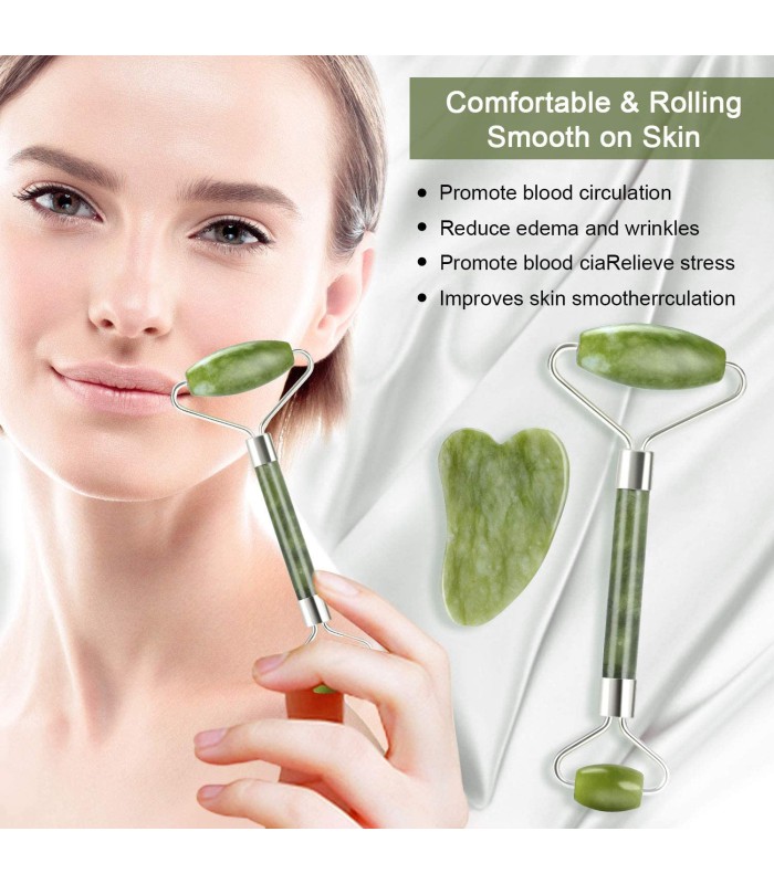 RODILLO DE JADE Y PIEDRA GUA SHA