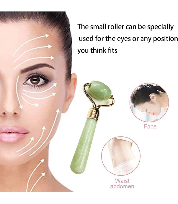 RODILLO DE JADE CON GUA SHA  Y MASAJEADOR ORBICULAR