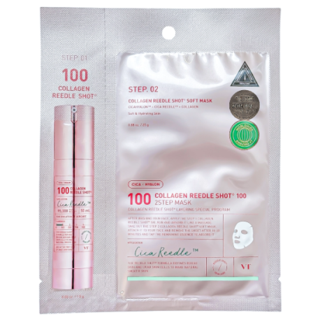 VT COSMETICS COLLAGEN REEDLE SHOT 100 2 STEP MASK 1.5G + 33G