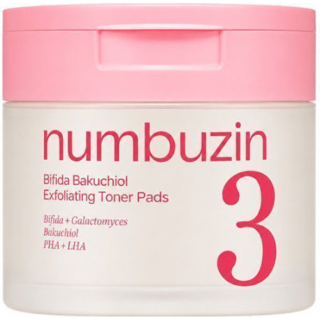 NUMBUZIN N3 BIFIDA BAKUCHIOL EXFOLIATING TONER PADS 70 PADS 190ML